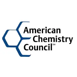 American Chemistry Council logo combining a blue hexagonal chemical structure with the text.
