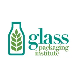 Logo of Glass Packaging Institute featuring a bottle outline with a green leaf design inside.