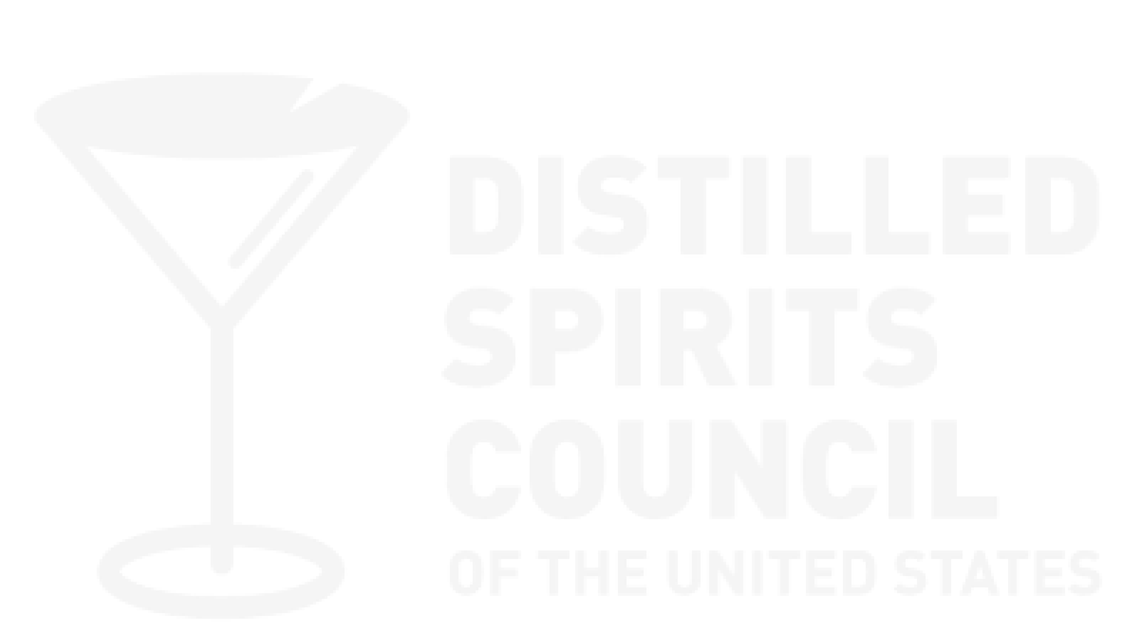 Logo of Distilled Spirits Council of the United States with a martini glass and olive on a toothpick.