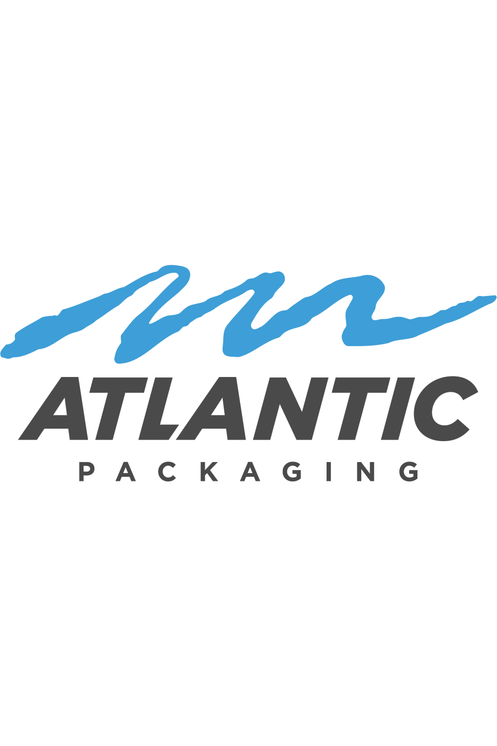 Atlantic Packaging logo with a blue stylized wave above bold black text 'ATLANTIC' and smaller letters 'PACKAGING' below.