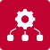 Alaris Pro | Red gear icon connected to three nodes representing component-level visibility.