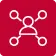 Alaris Pro | White network icon showing a central node connected to four outer nodes on a red background.