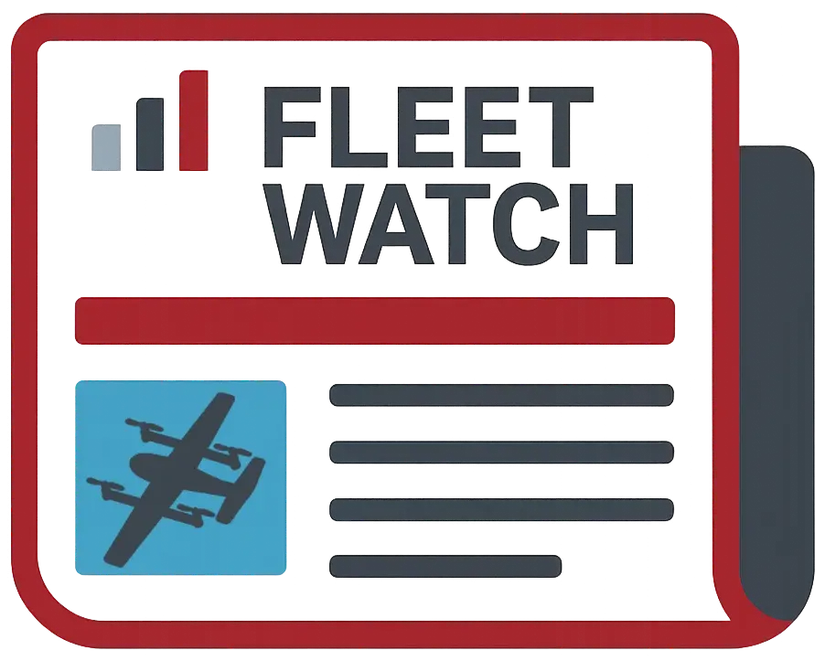 Alaris Pro | Graphic with the headline 'Fleet Watch' featuring a stylized airplane icon and text blocks inside a red-bordered frame.