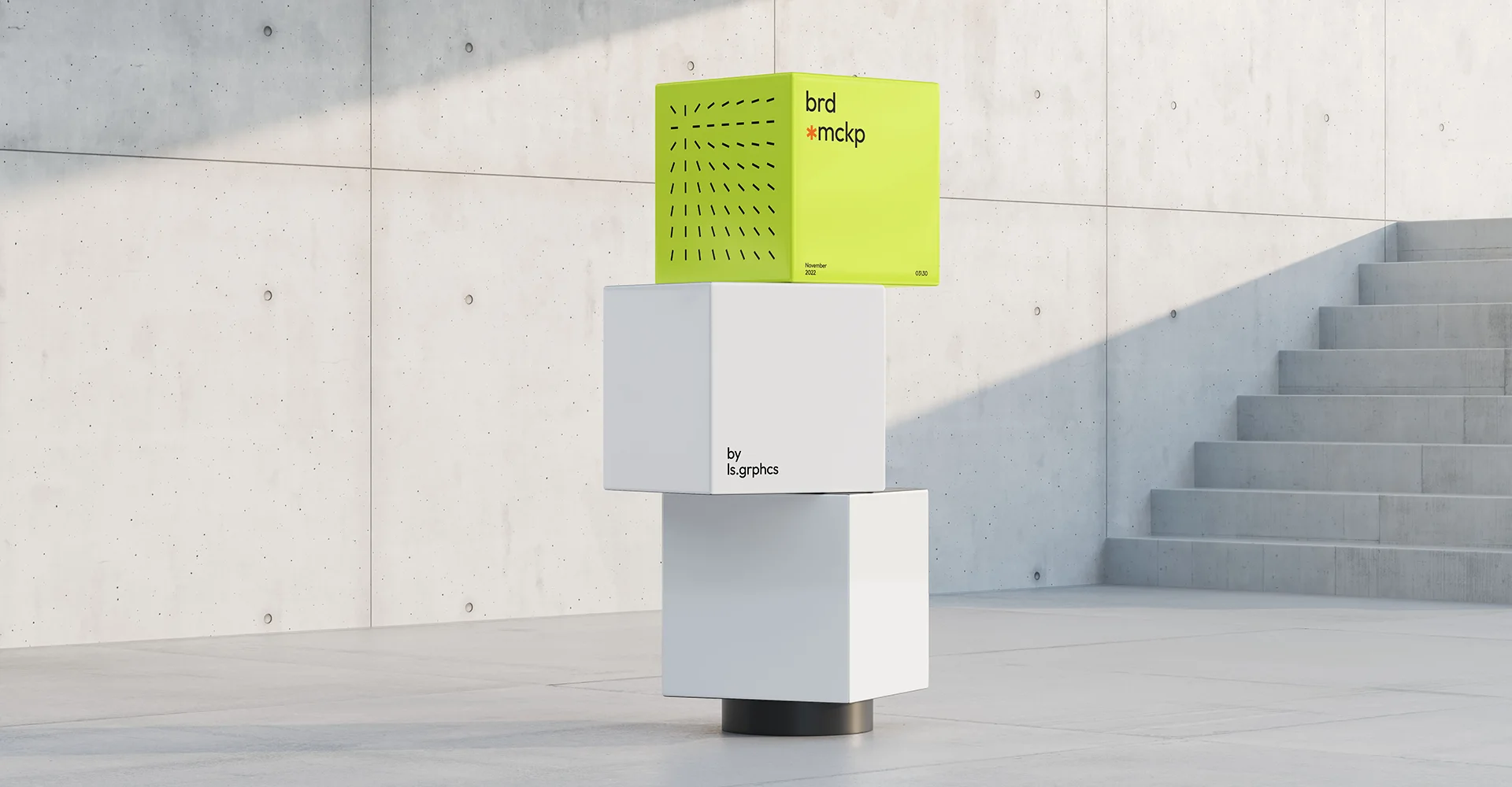 Mockup of white and yellow boxes.