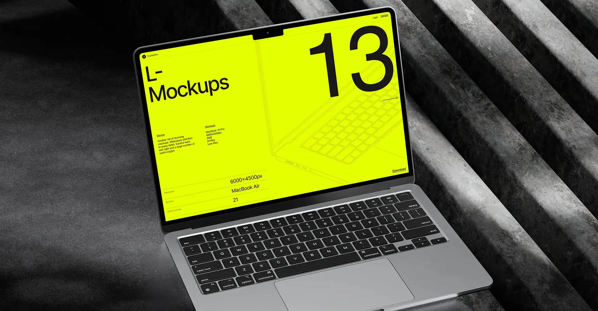 laptop mockup with yellow screen.
