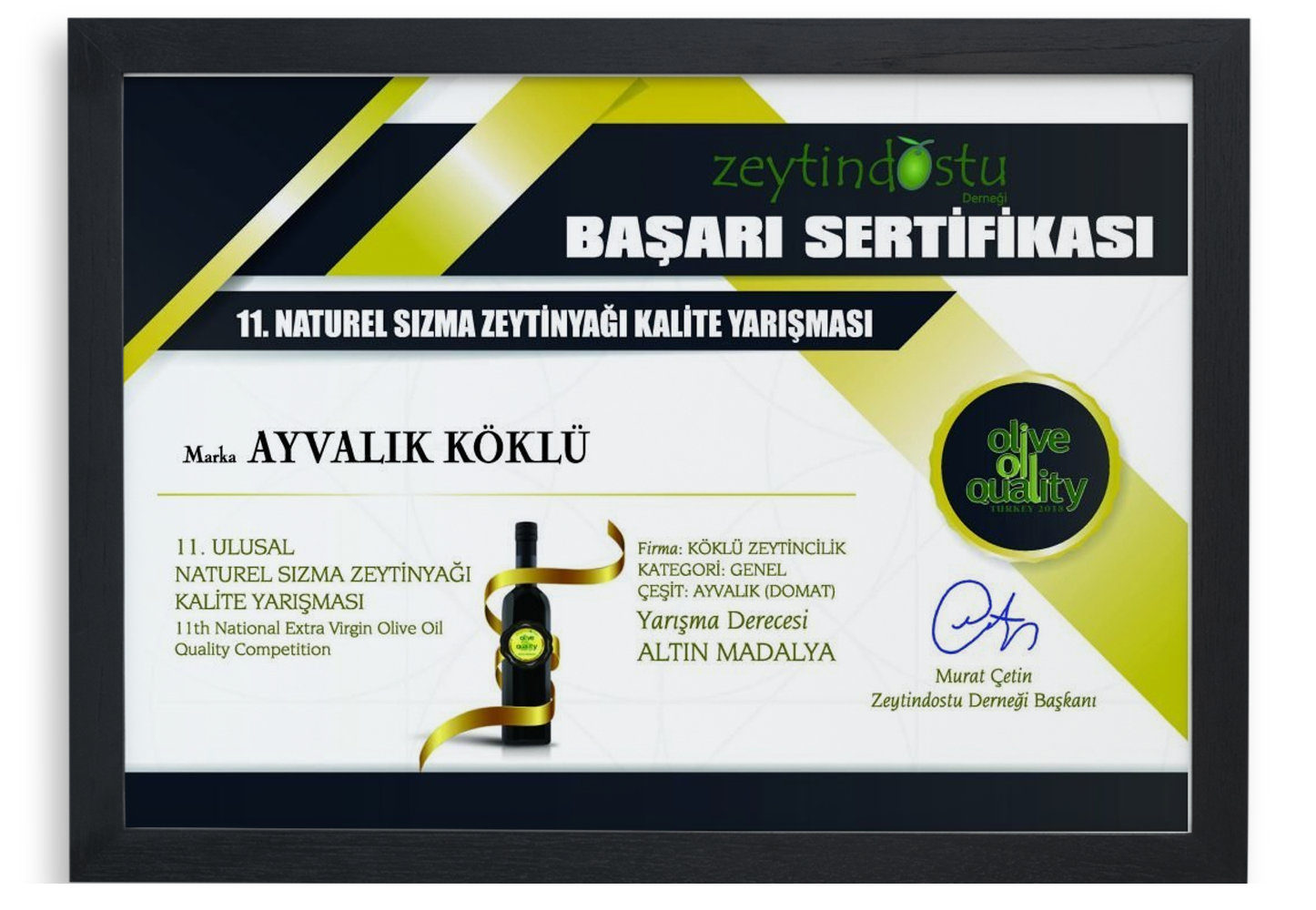 Zeytindostu achievement certificate
