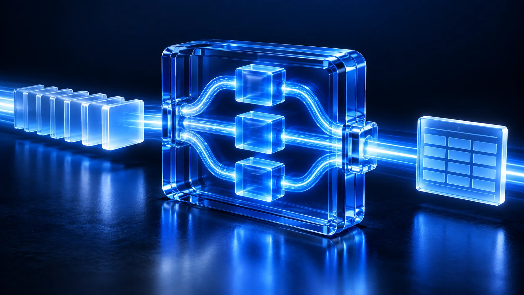 Blue-glass worker modules routing product data through distributed request paths.