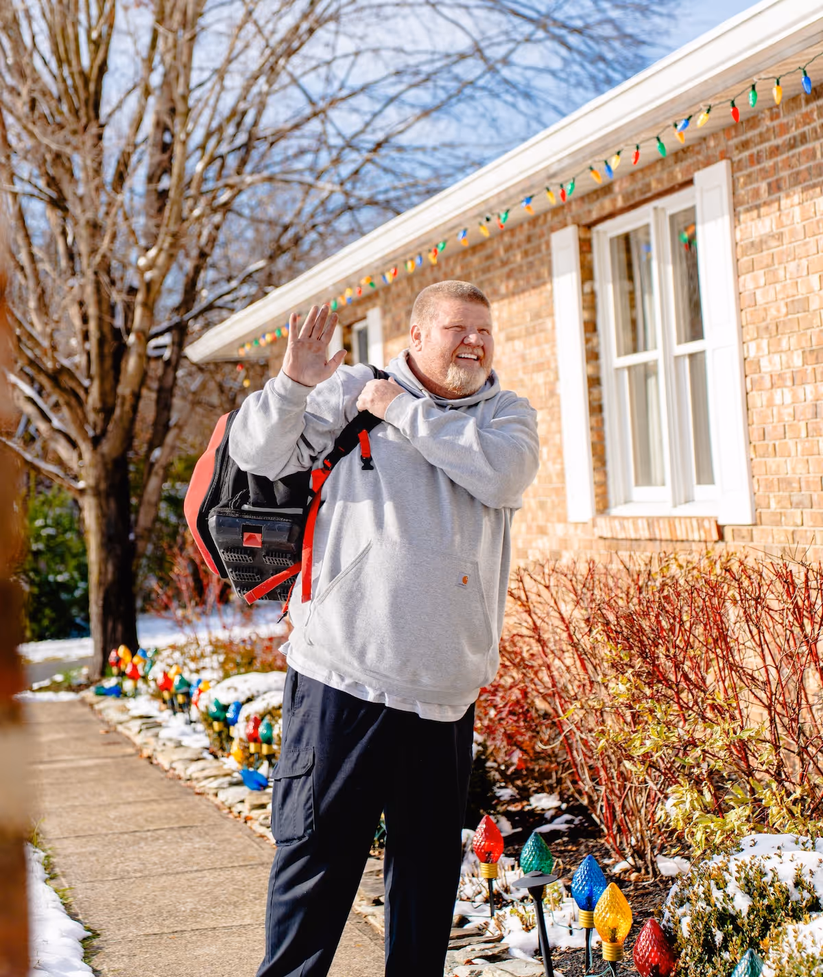 hvac contractor walking up to home in columbus, ohio