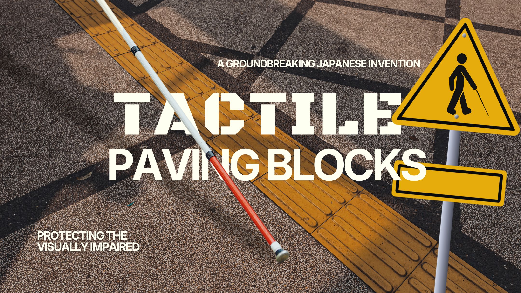 Tenji blocks (tactile pavings) on a sidewalk in Japan
