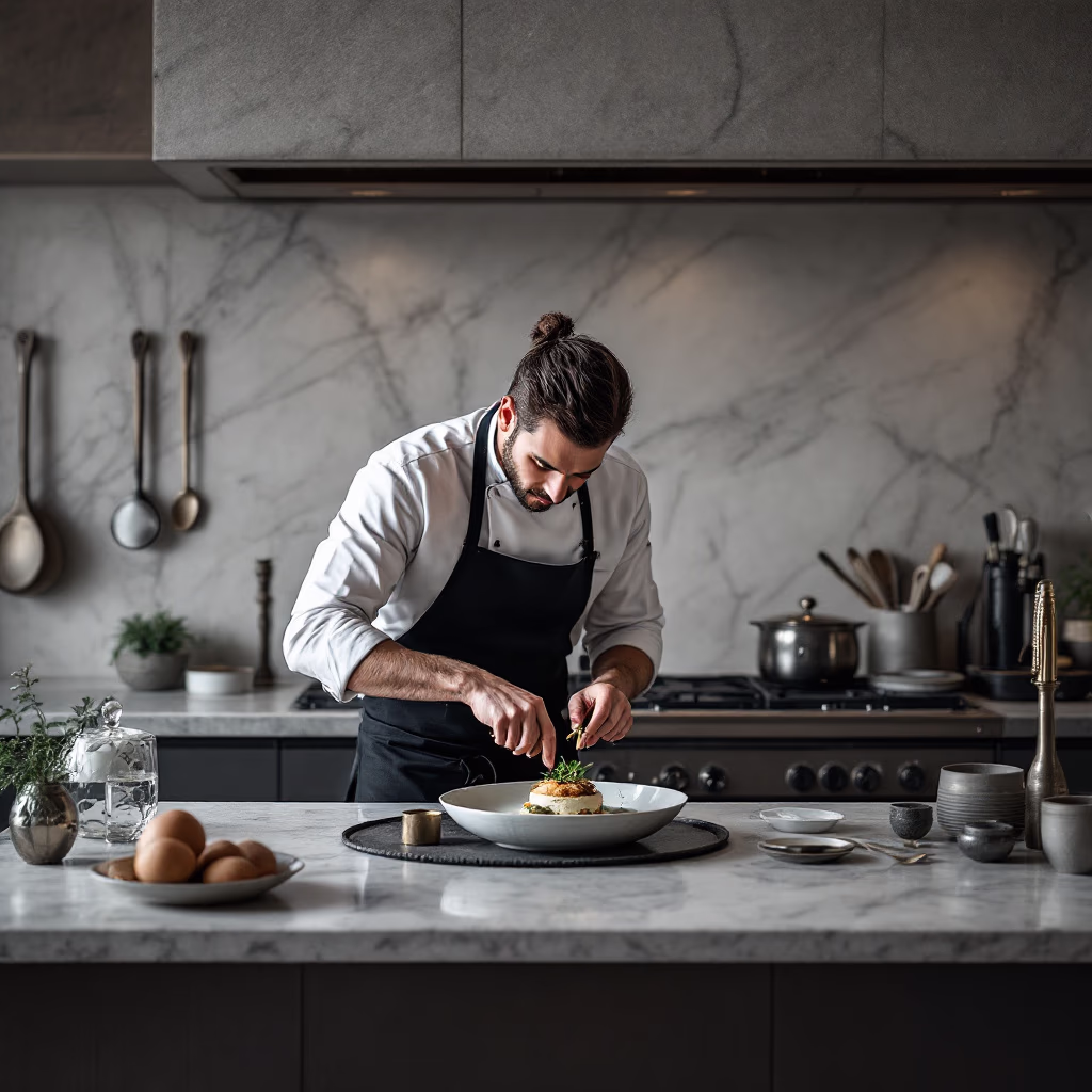 [team] image of the head chef (for a modern restaurant)