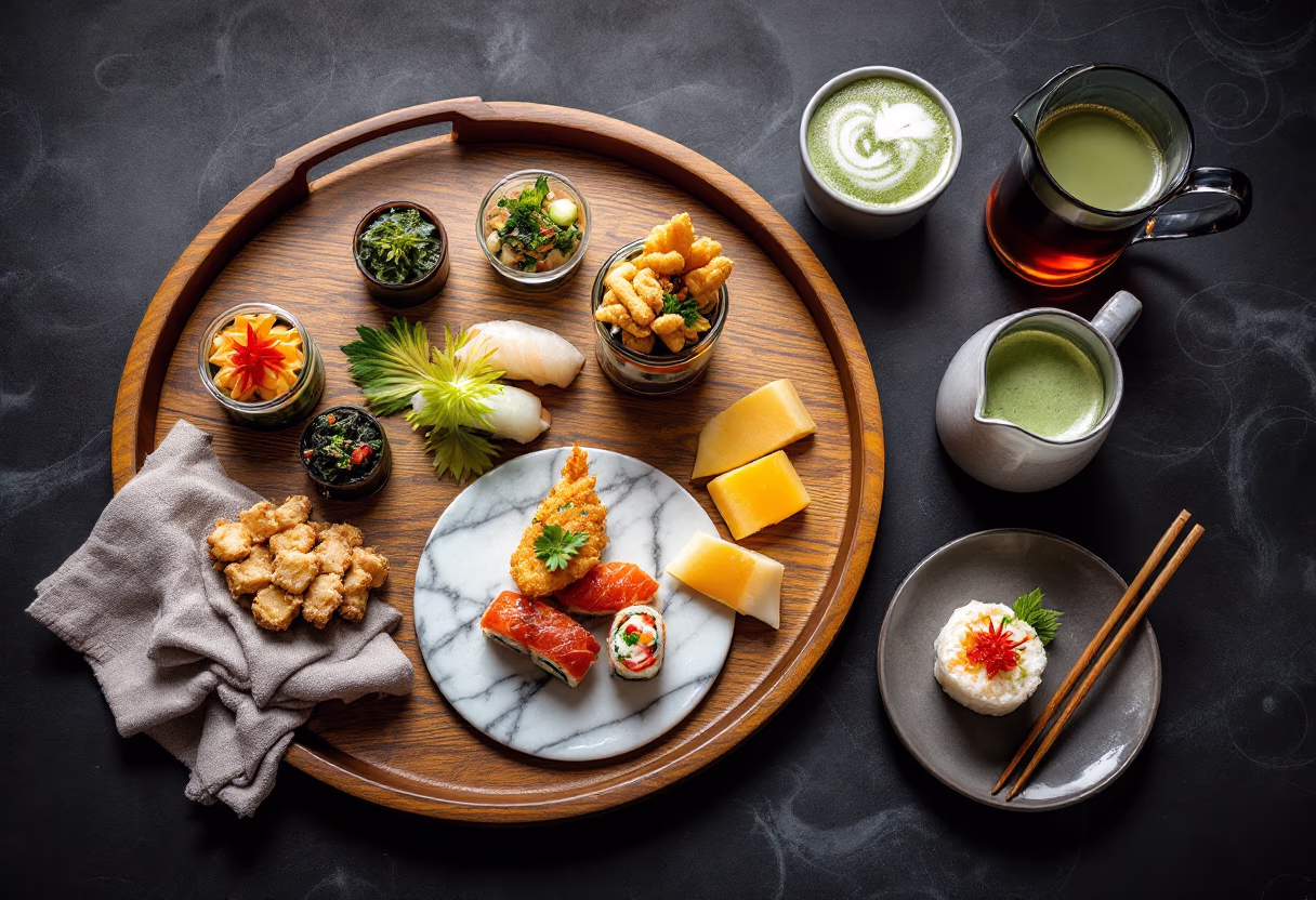 image of appetizers and drinks (for a ramen shop)