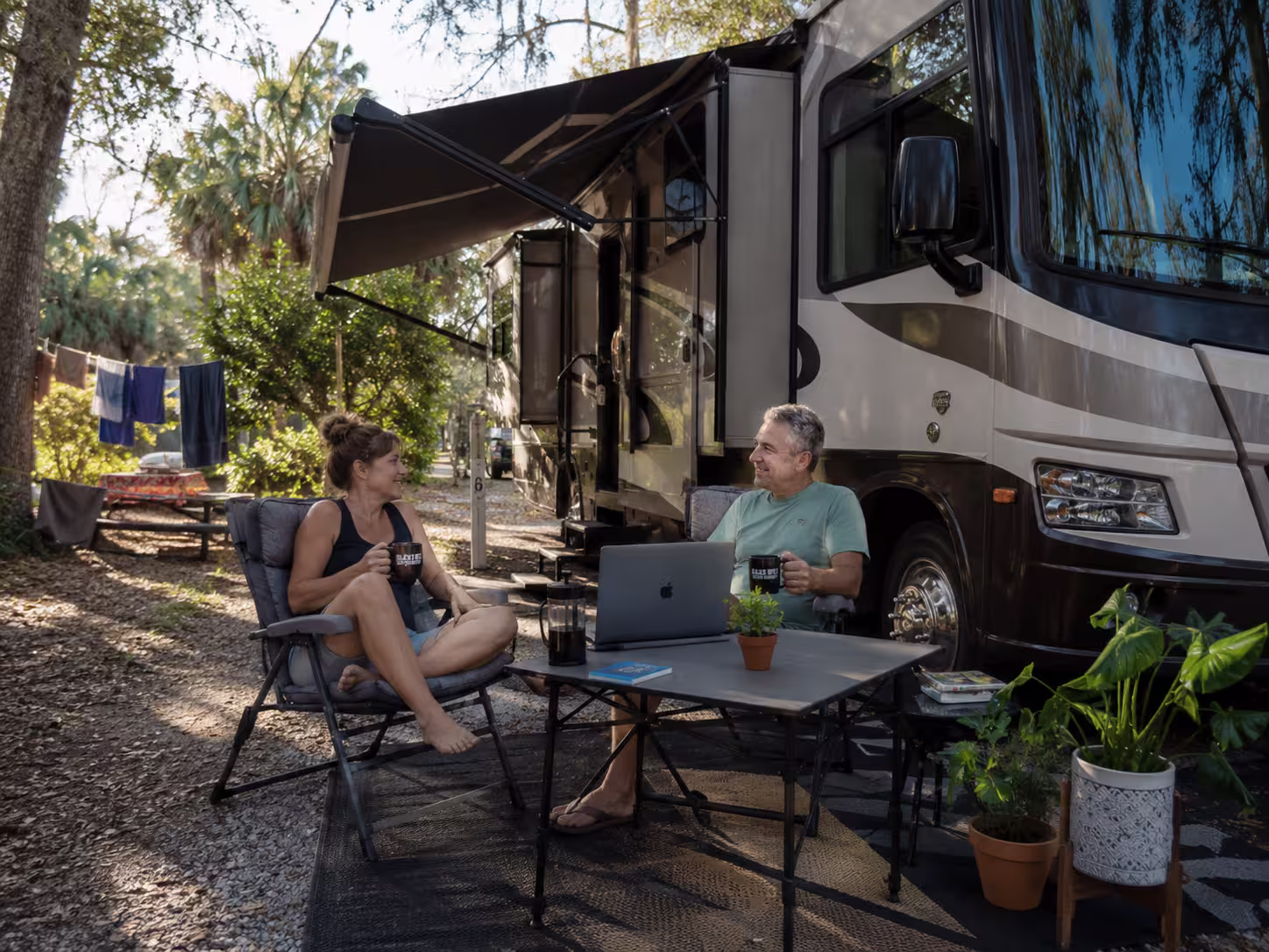 Renters settled in at a long term RV site near Jacksonville