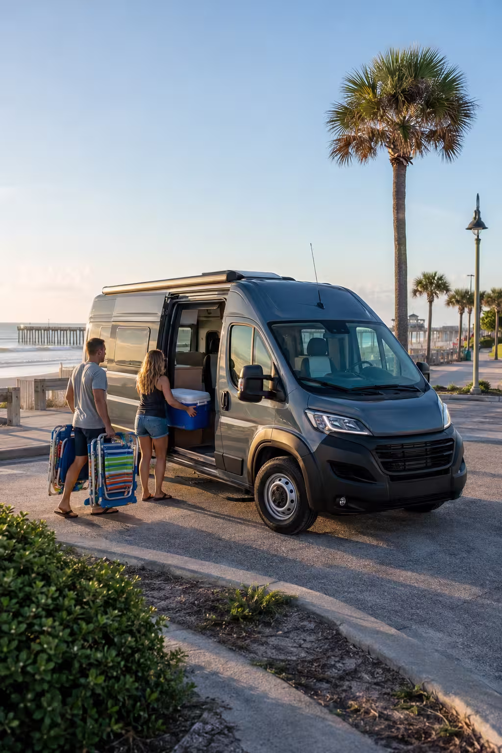 Class B campervan parked near Jacksonville Beach