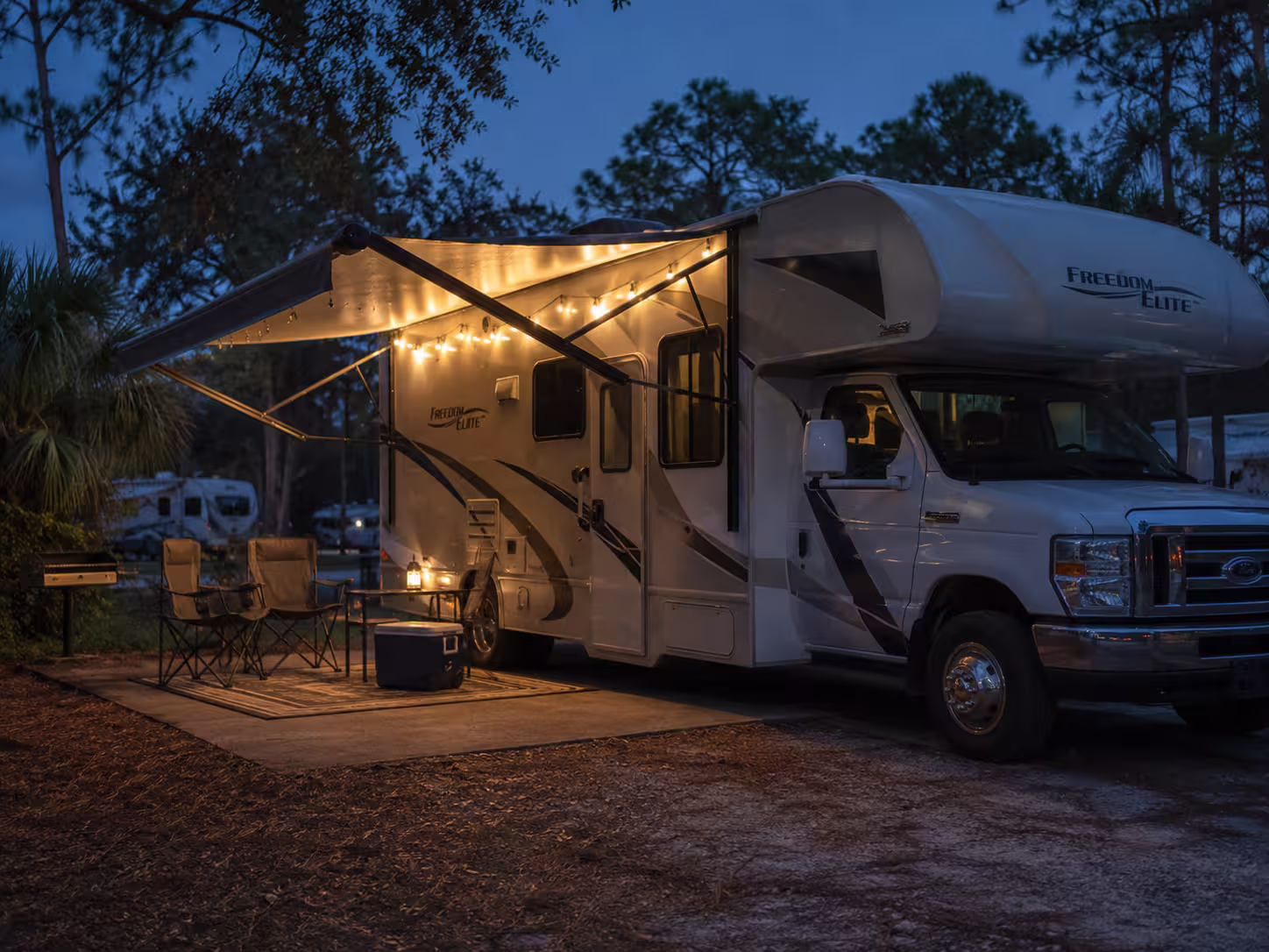 Class C motorhome at a Northeast Florida RV park