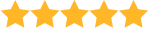 Five yellow stars rating on a transparent background.