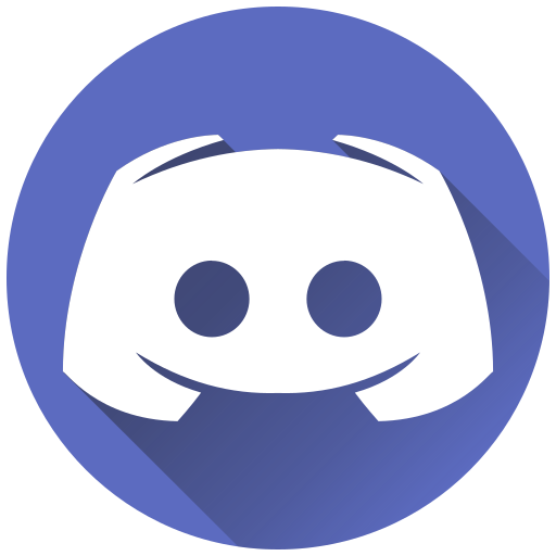 White Discord logo featuring a game controller face on a purple circular background.