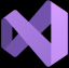 Purple Visual Studio logo with overlapping shapes forming a stylized letter V and bracket.