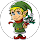 Cartoon elf wearing green clothes and hat, smiling with hands on hips.