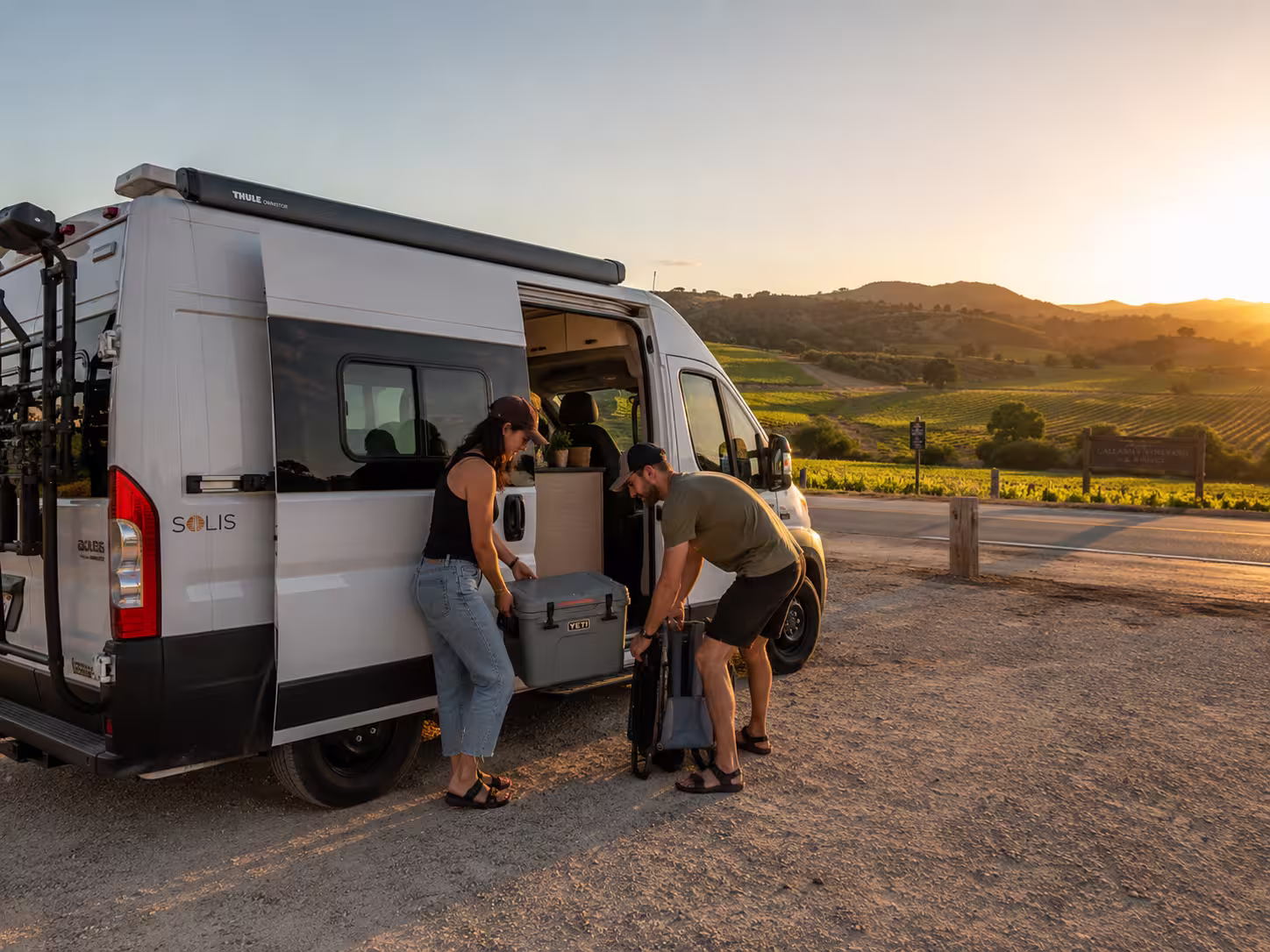 Camper van parked at a Temecula wine country vineyard near Murrieta