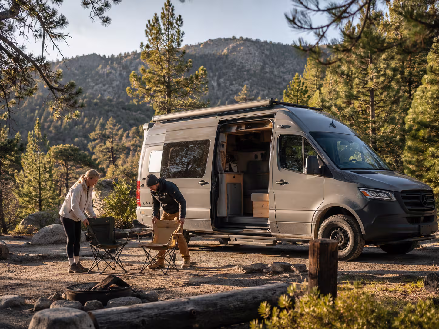 Class B van at a mountain campsite near Murrieta, CA