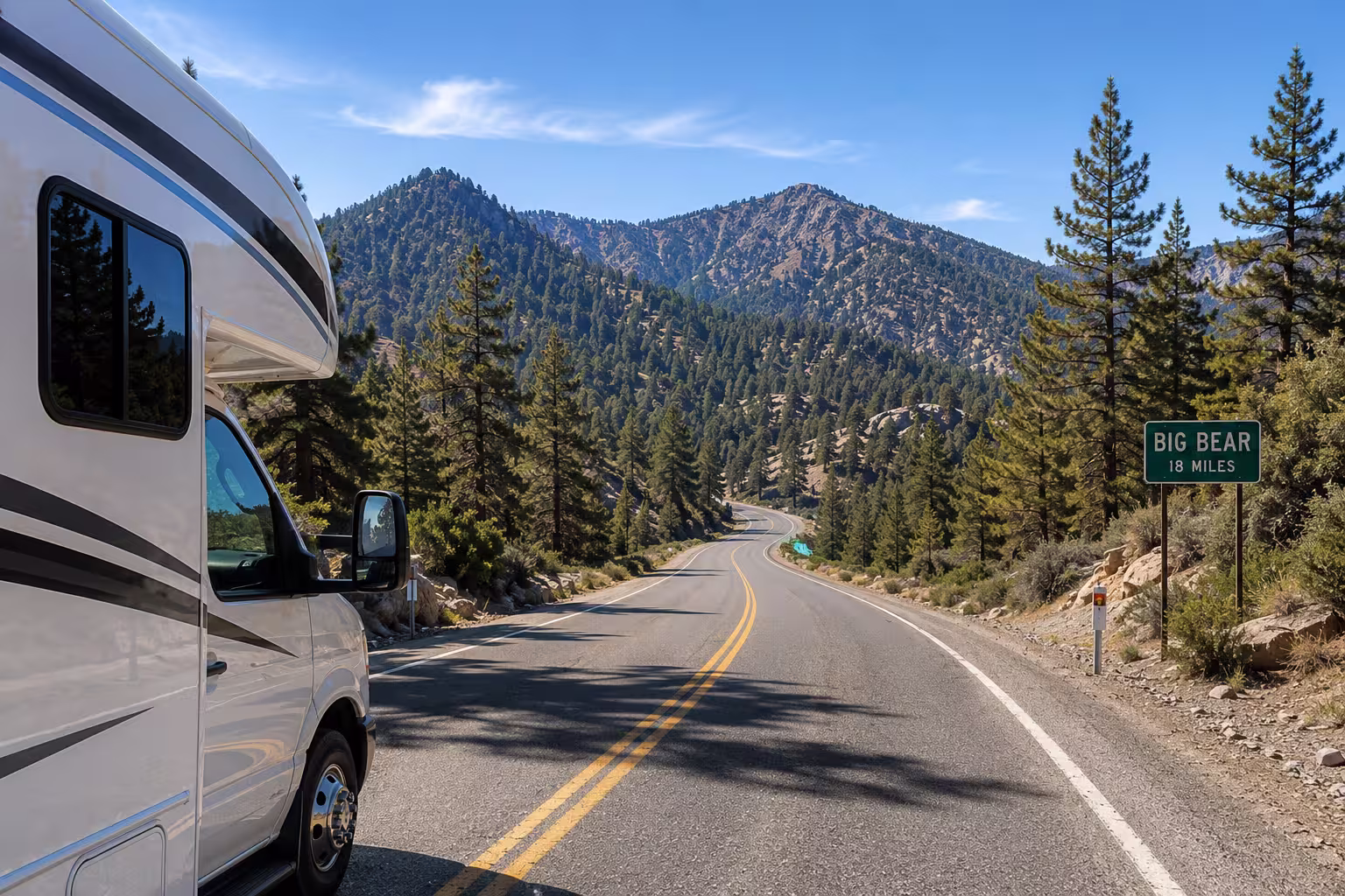 Camper rental on the mountain route from Murrieta to Big Bear