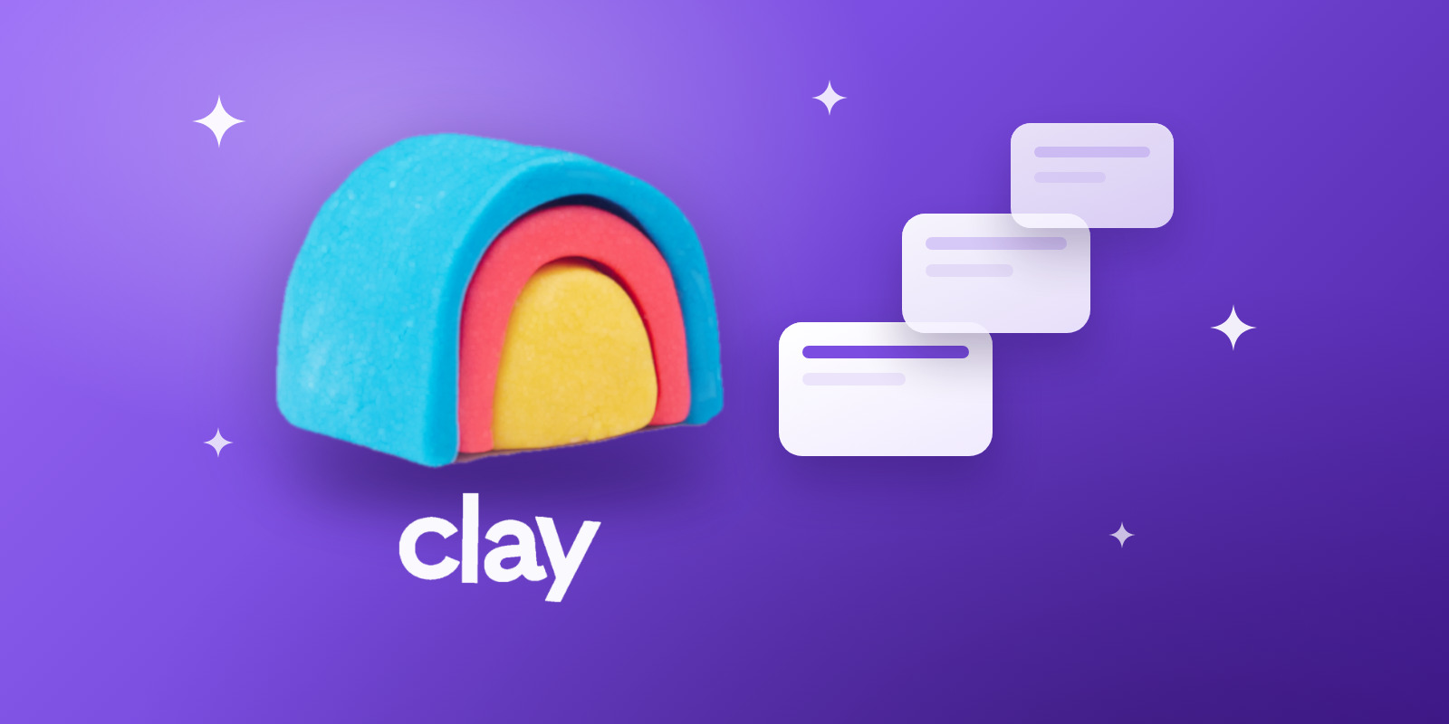 Clay logo with enriched lead records flowing out of it, illustrating a GTM engineering workflow