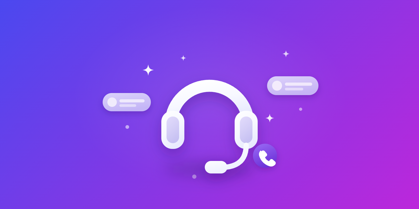 Headset with floating chat bubbles on a purple gradient, representing outsourced inside sales teams