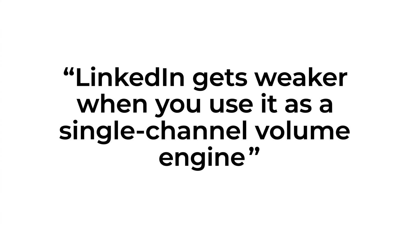Quote highlight with the line: LinkedIn is a poor place to force pure send volume.