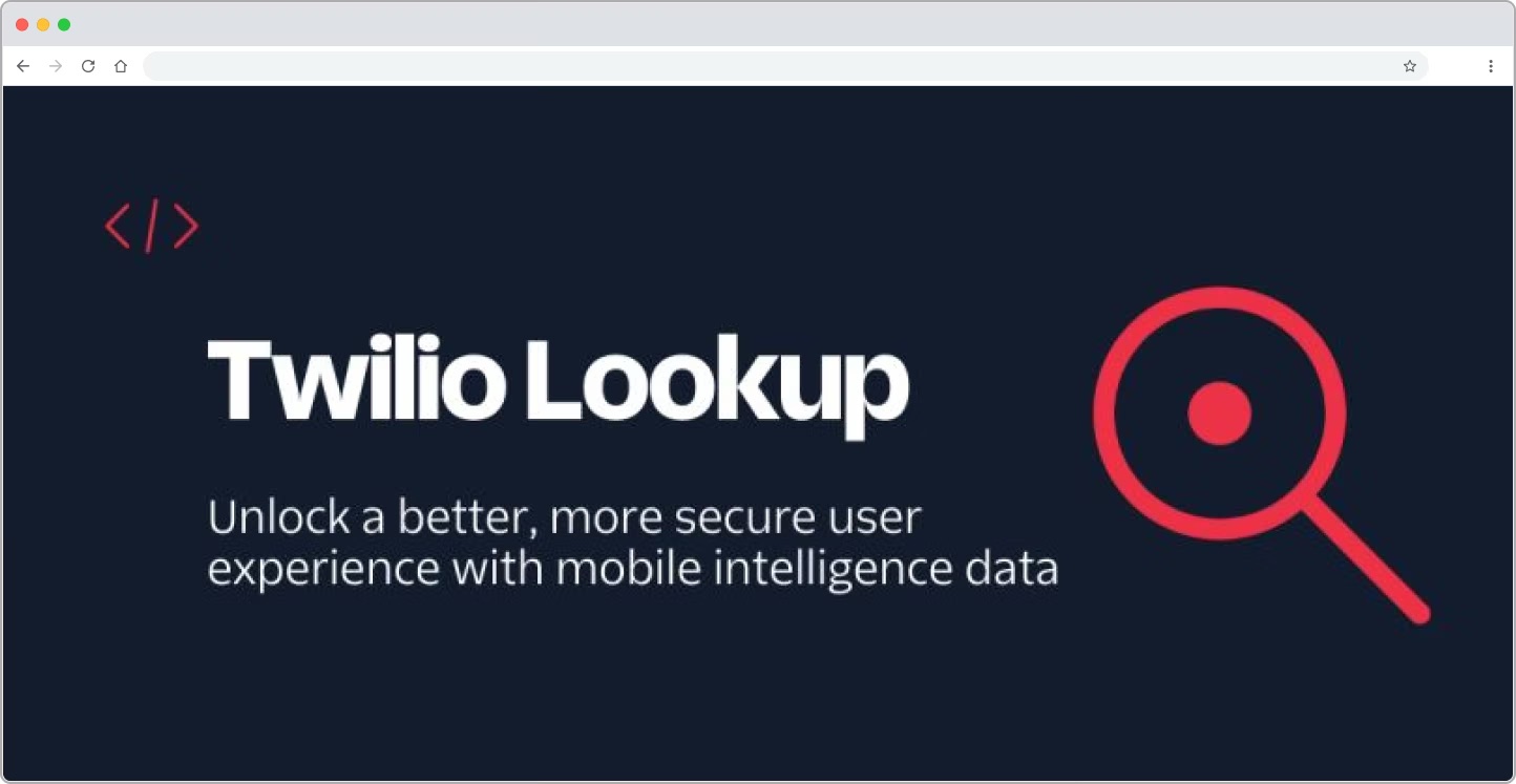 Screenshot of the Twilio Lookup product page