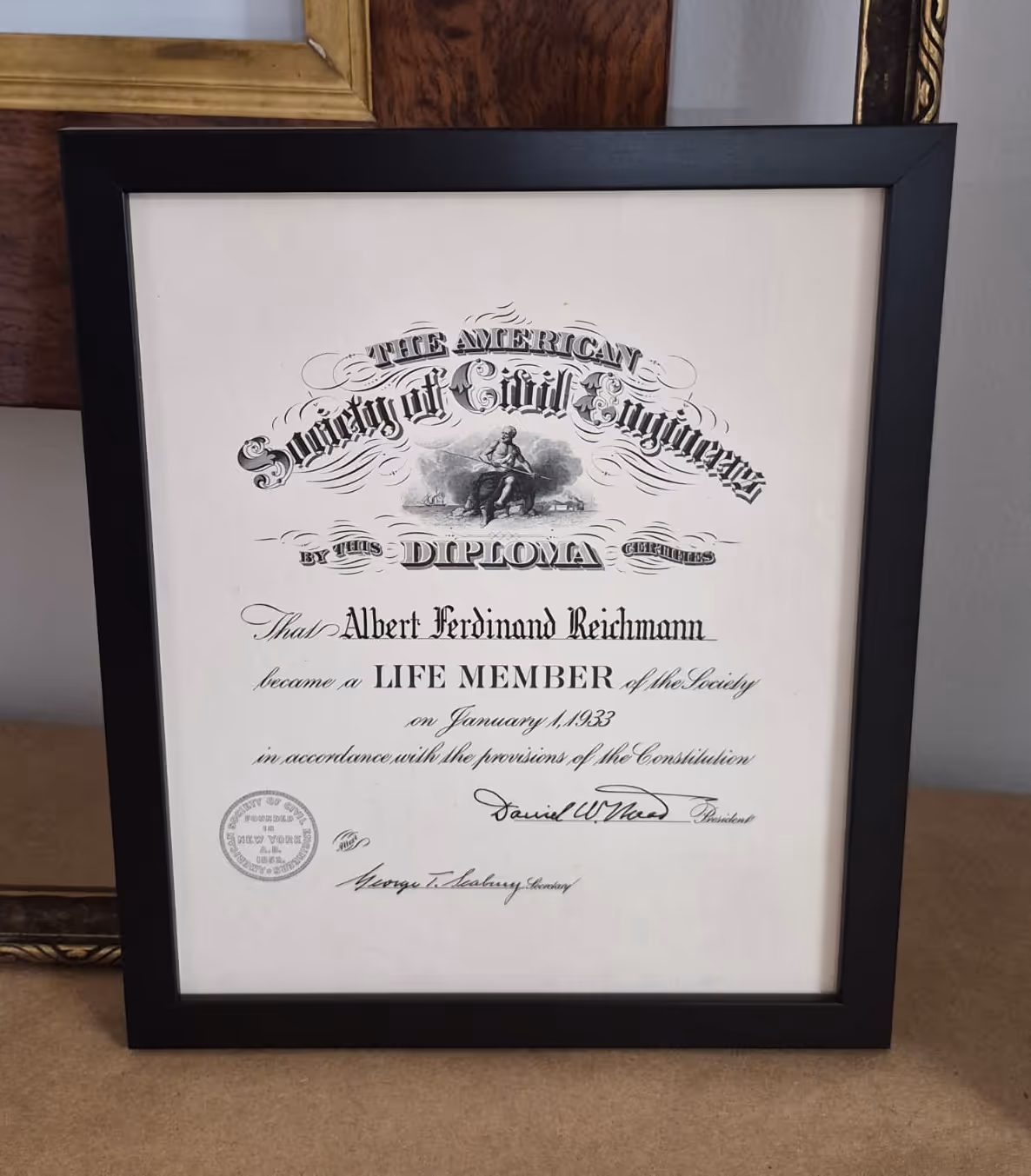 Diploma framed from 1933