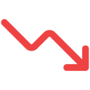 Red downward trending line graph arrow indicating decline.