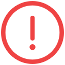 Red warning icon with an exclamation mark inside a circle.