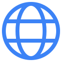 Blue globe icon representing the Earth or internet.
