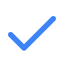 Blue check mark icon indicating confirmation or correctness.