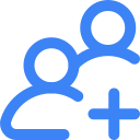 Icon of two user figures with a plus sign indicating add group or add user.