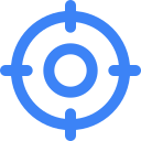 Blue target or crosshair icon with concentric circles and four quadrant lines.