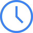 Blue clock icon showing the time as 4:00.