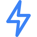Blue lightning bolt icon symbolizing electricity or power.