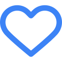 Blue heart outline icon.