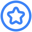 Blue circle with a star outline inside.
