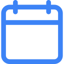 Simplified blue calendar icon with two rings at the top.