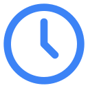 Blue clock icon showing the time as 3:00.