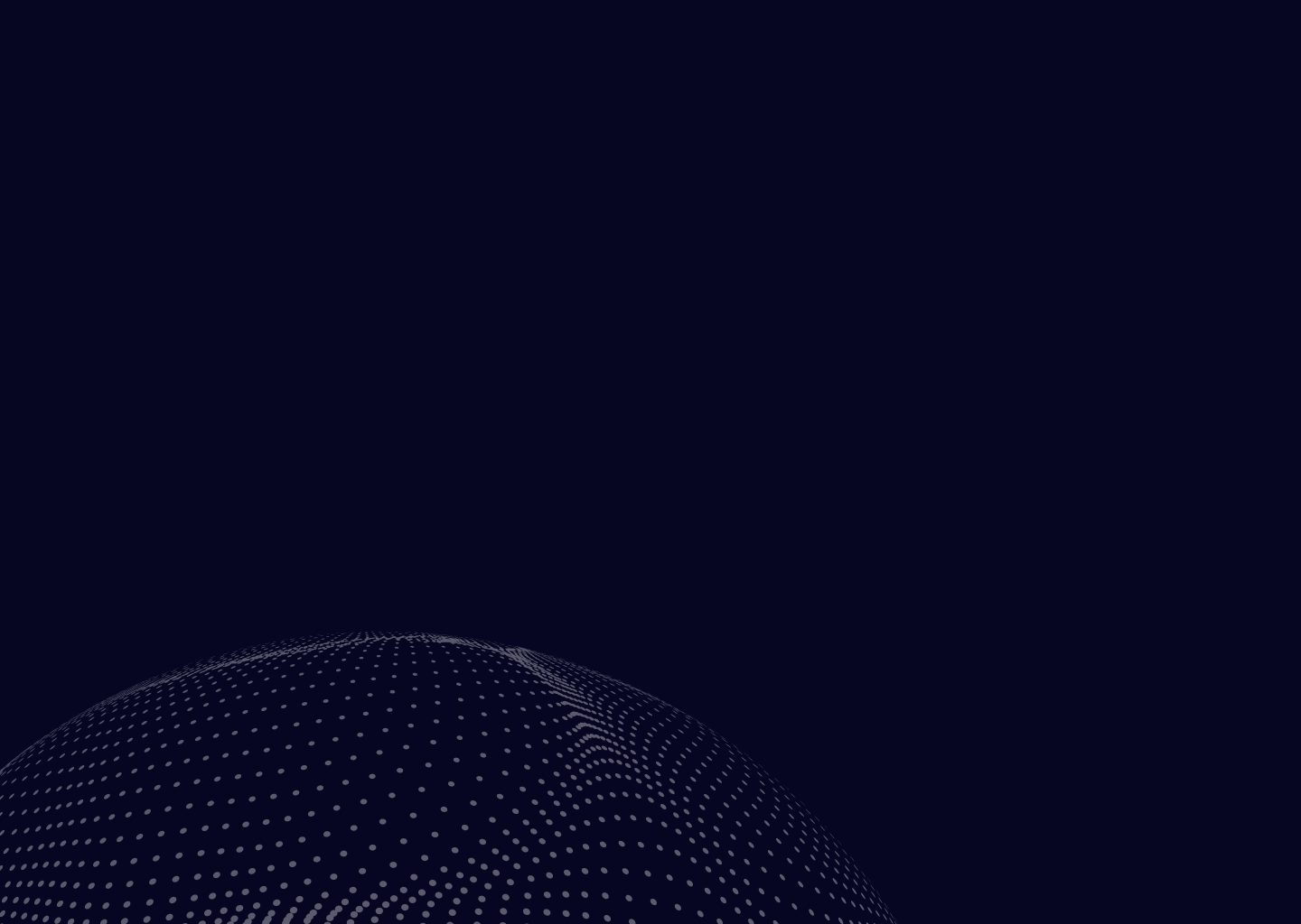 Halb sichtbare digitale Kugel aus gleichmäßig verteilten Punkten vor einem dunklen Hintergrund.