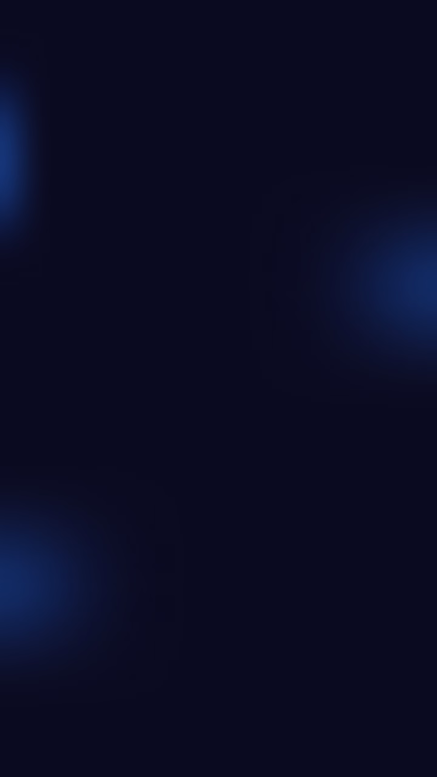 Dunkler Hintergrund mit unscharfen blauen Lichtflecken in der oberen linken, unteren linken und rechten Bildmitte.