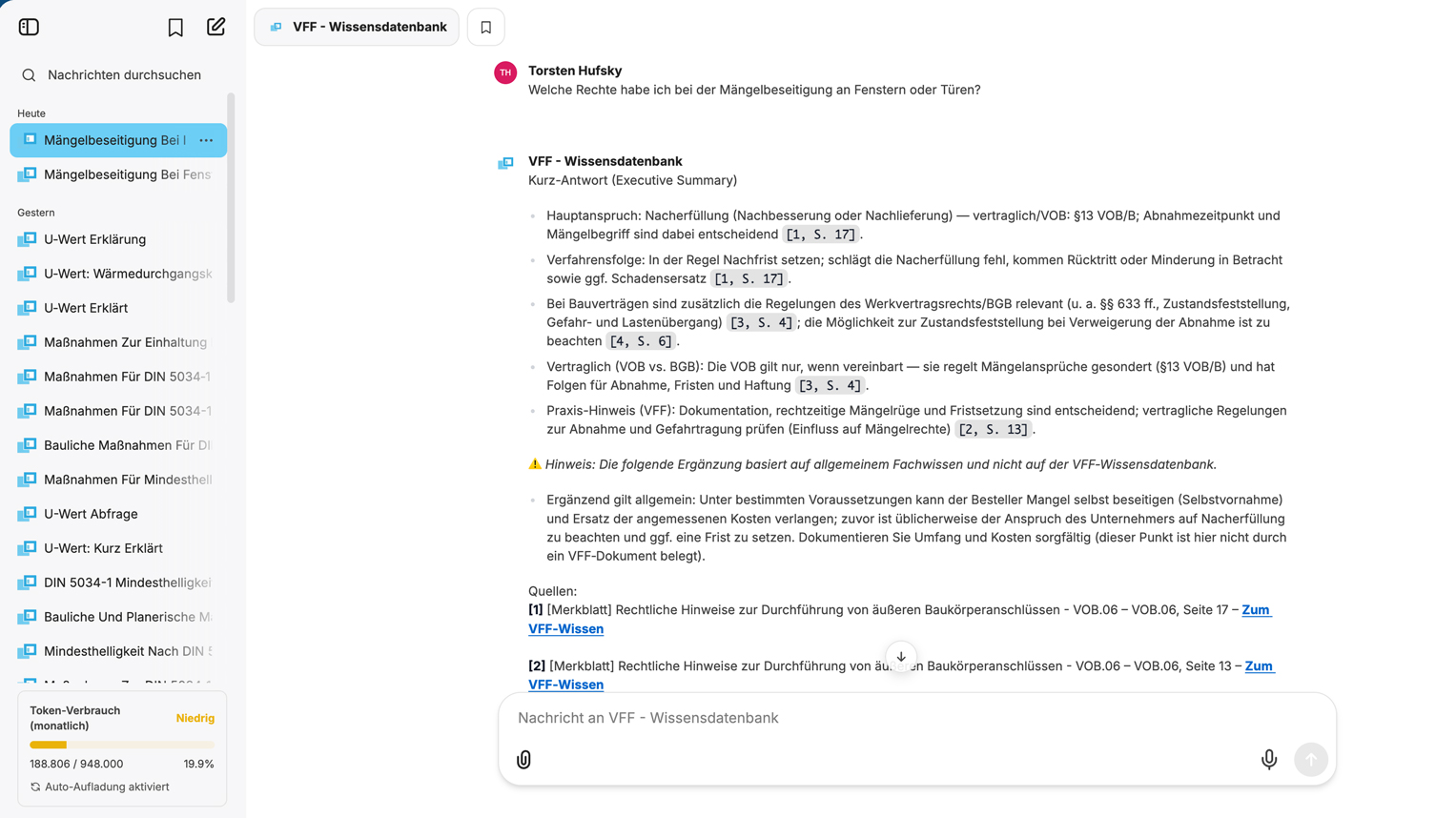 KI-Chat mit Quellenverweisen aus Unternehmensdokumenten