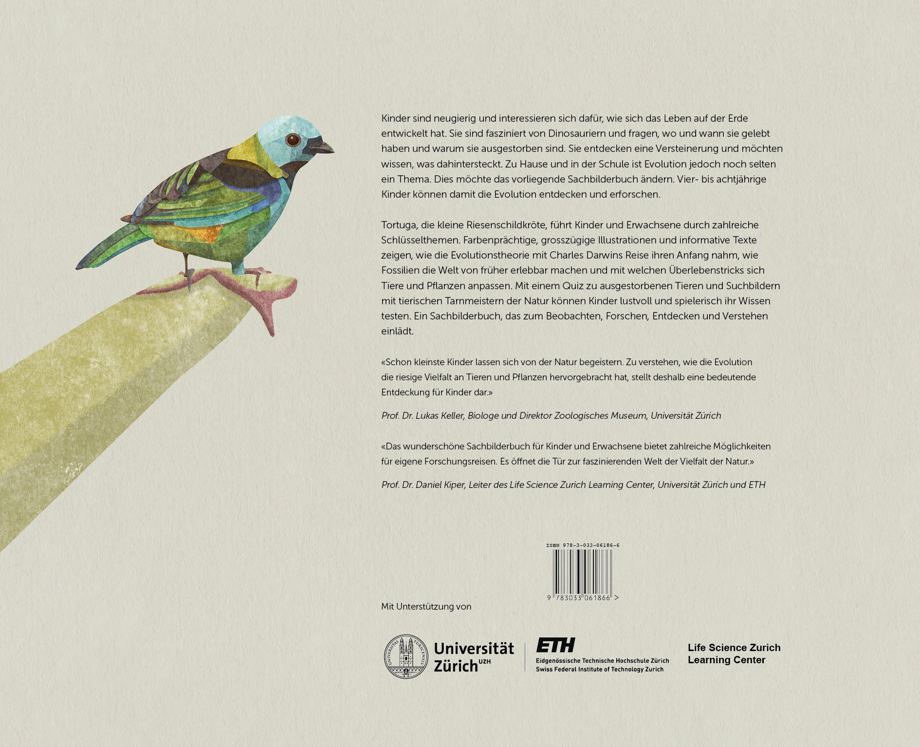 Backcover of the book "Tortuga erforscht die Evolution"