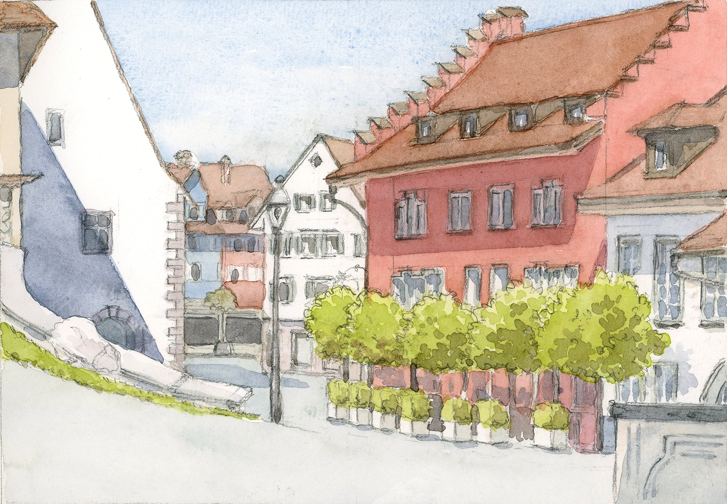 Aquarellskizze von Beromünster