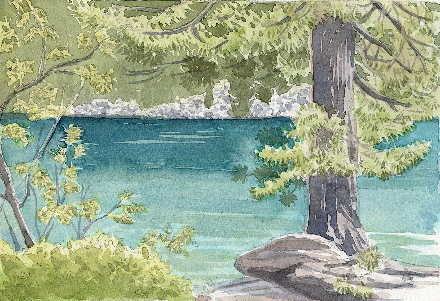 Aquarellskizze vom Saoseo See, Graunbünden.