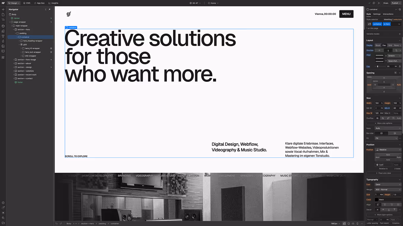 good feeling solutions | Digital Design, Webflow, Videography & Music Studio.