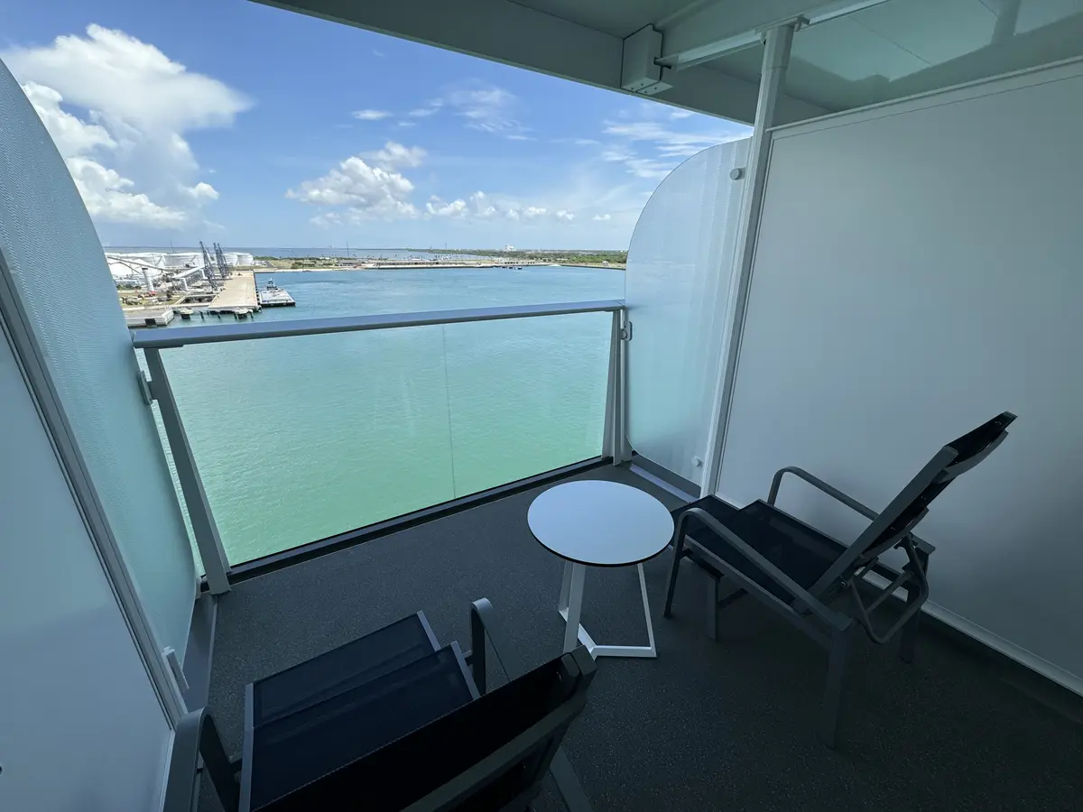Private balcony cabin overlooking the water